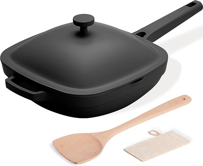 10.5 Inch(3.8QT) Ceramic Pan with Lid,Non Stick Frying Pans Cast Aluminum Deep Sauté Pans,Ti-Cer... | Amazon (US)