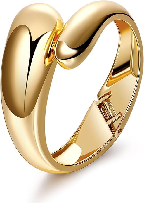 1-3PCS 18K Gold Plated Cuff Bracelets for Women Chunky Wide Bangle Bracelet Irregular Wrist Cuff ... | Amazon (US)