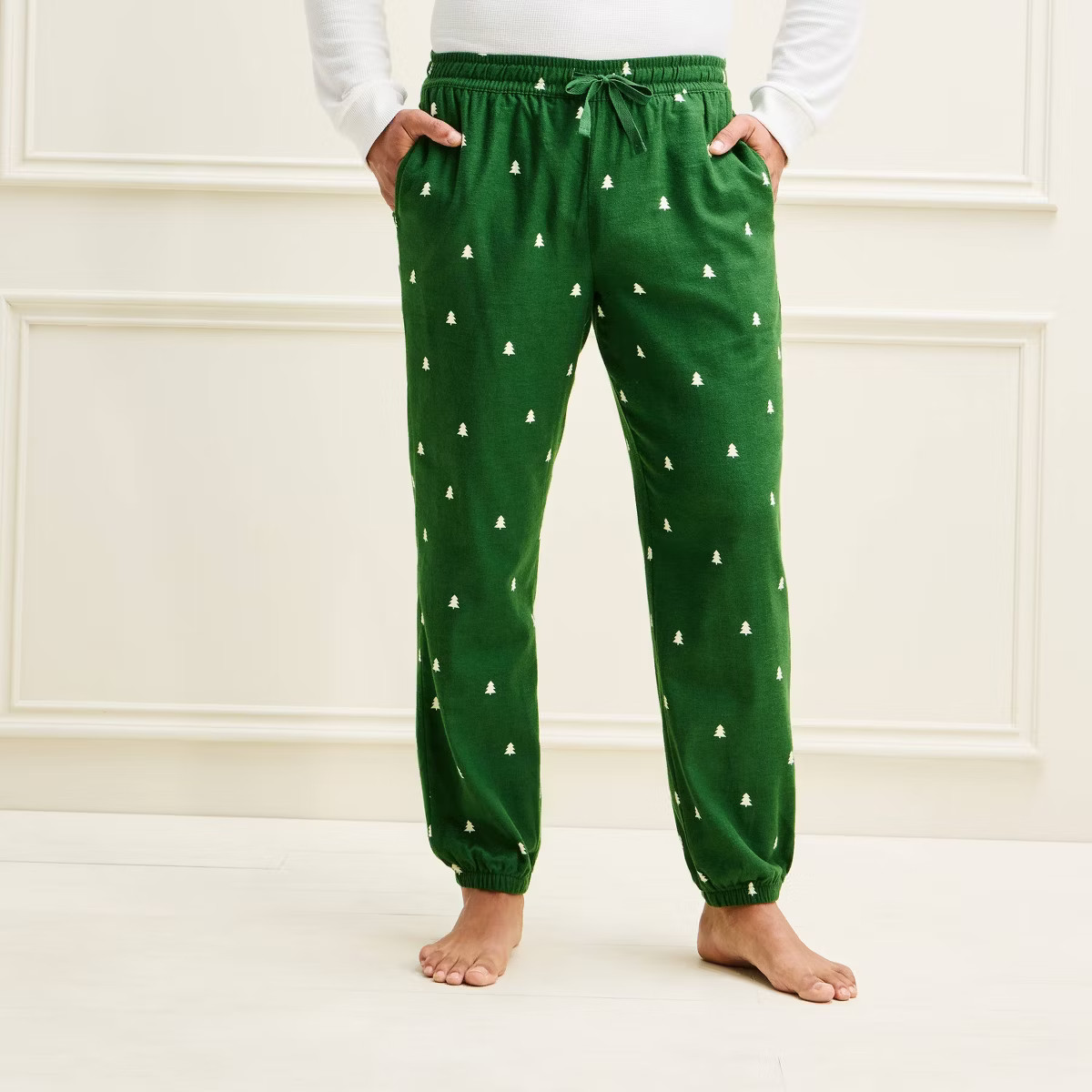 Men's Big and Tall Holiday Tree Flannel Matching Family Pajama Joggers - Wondershop™ Green 3XL | Target