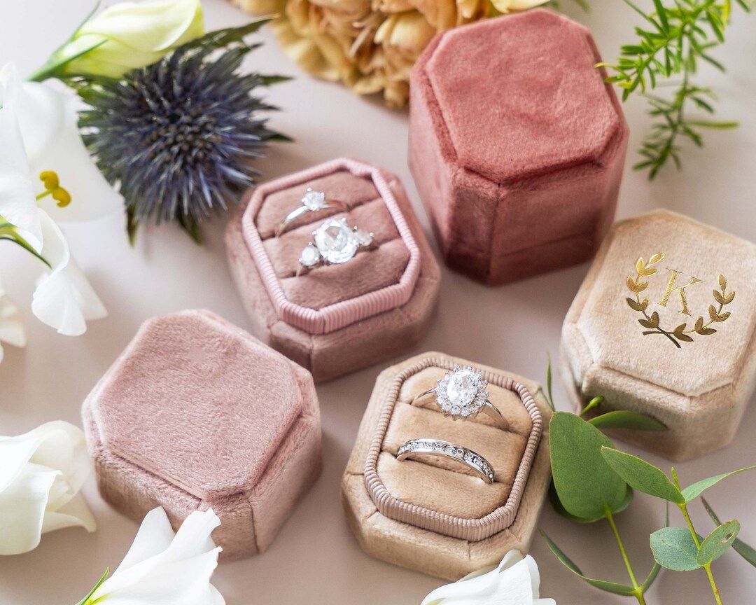 Personalized Velvet Ring Box  Custom Wedding Ring Box  - Etsy | Etsy (US)