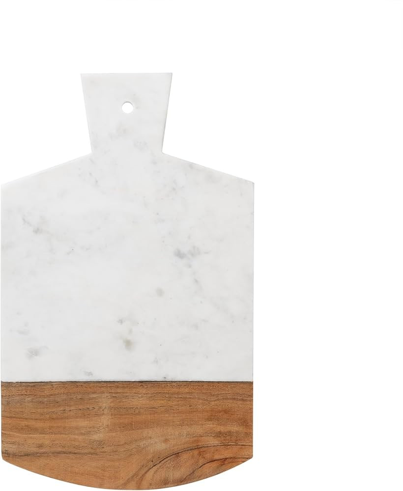 GoCraft White Marble and Acacia Wood Cheese Board | Paddle Shaped Cutting Board with Handle | Dec... | Amazon (US)