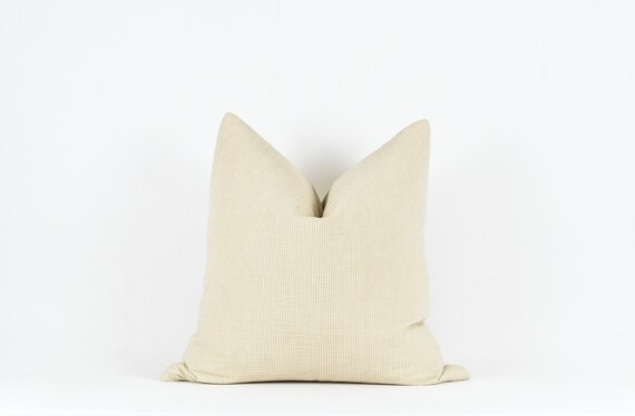 Berlin Tan and Ivory Pin Stripe Cotton Pillow Cover | Etsy | Etsy (US)