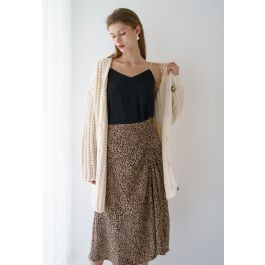 Hollow Out Chunky Knit Buttoned Cardigan in Cream | Chicwish