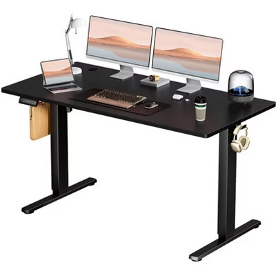 Bestier Height Adjustable Electric Standing Desk, 55" x 24" Ergonomic Sit Stand up Desk with Hooks and Wire Holes, Memory Computer Office Desk, Black | Target