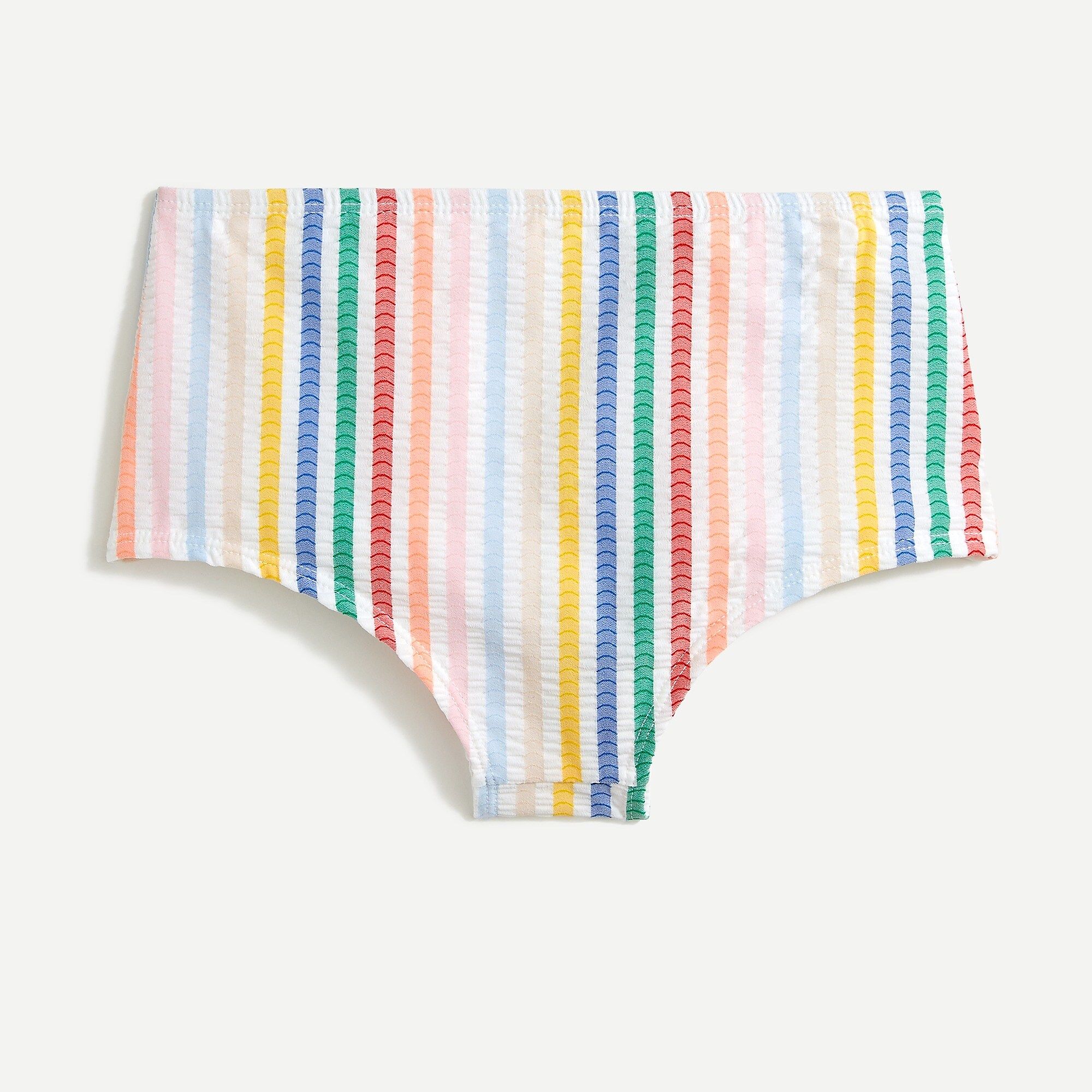Seamless high-waisted bikini bottom in suckered rainbow stripe | J.Crew US