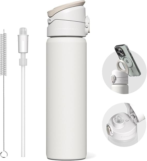 RHINOSHIELD AquaStand Magnetic Bottle 23 oz | Stainless Steel Insulated Water Bottle with Straw L... | Amazon (US)