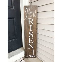 He Is Risen Easter Porch Sign | Spring Matthew 286 Decor Wooden | Etsy (US)