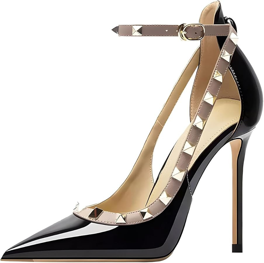 Women's Pointed-Toe Bag-Toe Strappy High-Heeled Shoes Sexy Stiletto Pumps | Amazon (US)