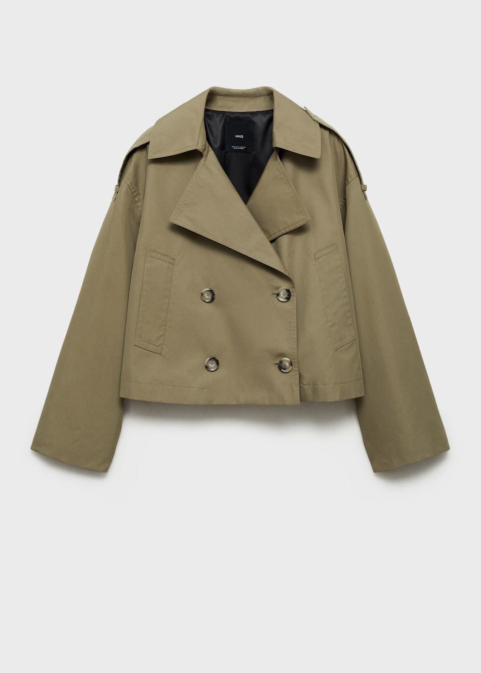 Double-breasted cropped trench coat | MANGO (UK)