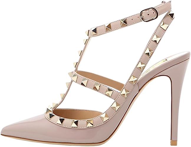 vocosi Women's Slingbacks Strappy Sandals for Dress,Pointy Toe Studs High Heels Sandals Shoes | Amazon (US)