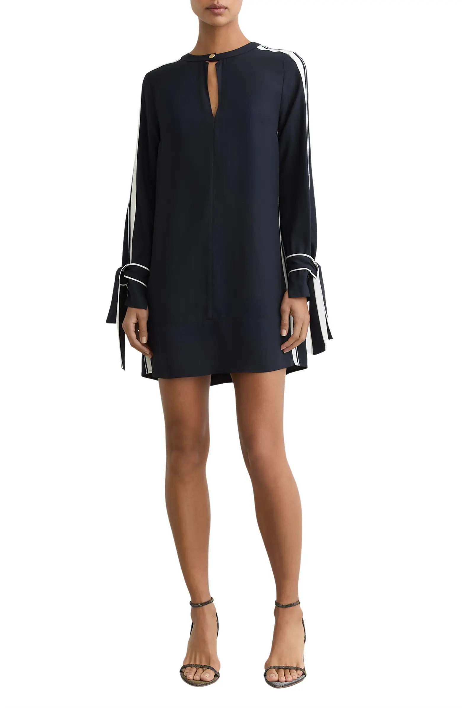 Reiss Tammy Long Sleeve Tipped Shift Dress | Nordstrom | Nordstrom