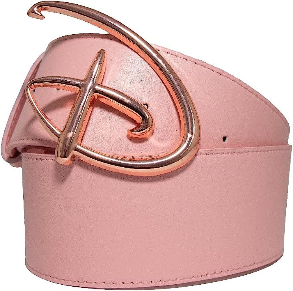 Disney Belt, Signature D Logo Rose Gold Cast Buckle Pink, Vegan Leather Belt | Amazon (US)