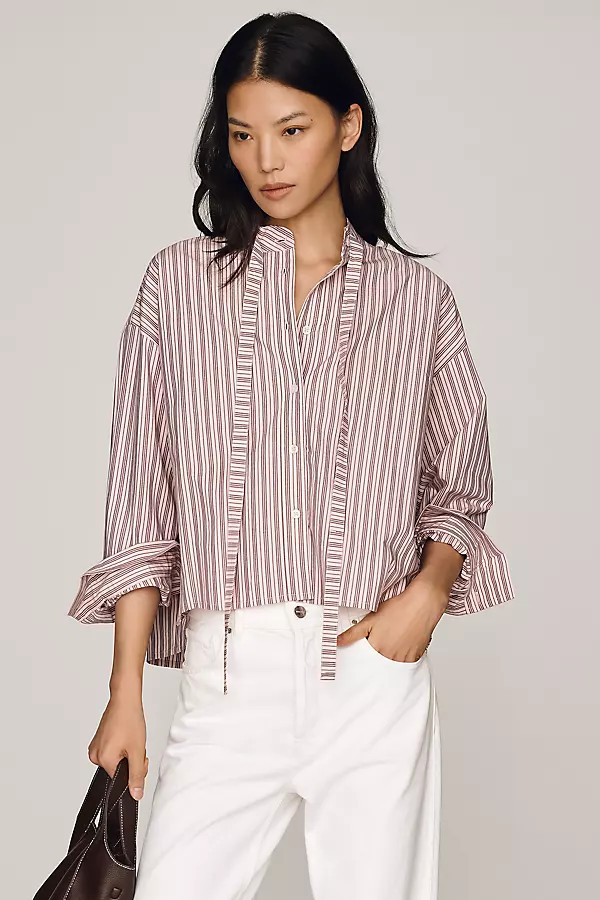 100% Cotton Tie-Neck Buttondown Shirt | Anthropologie (US)