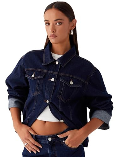 Sarwoldey Jean Jacket Women Dark Indigo Denim Jacket (US 4-6) | Amazon (US)