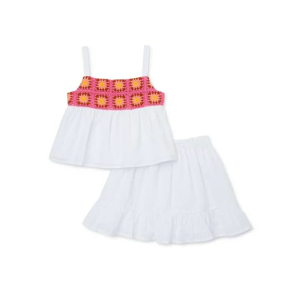 Wonder Nation Toddler Girls Top and Skirt Set, 2-Piece, Sizes 12M-5T | Walmart (US)