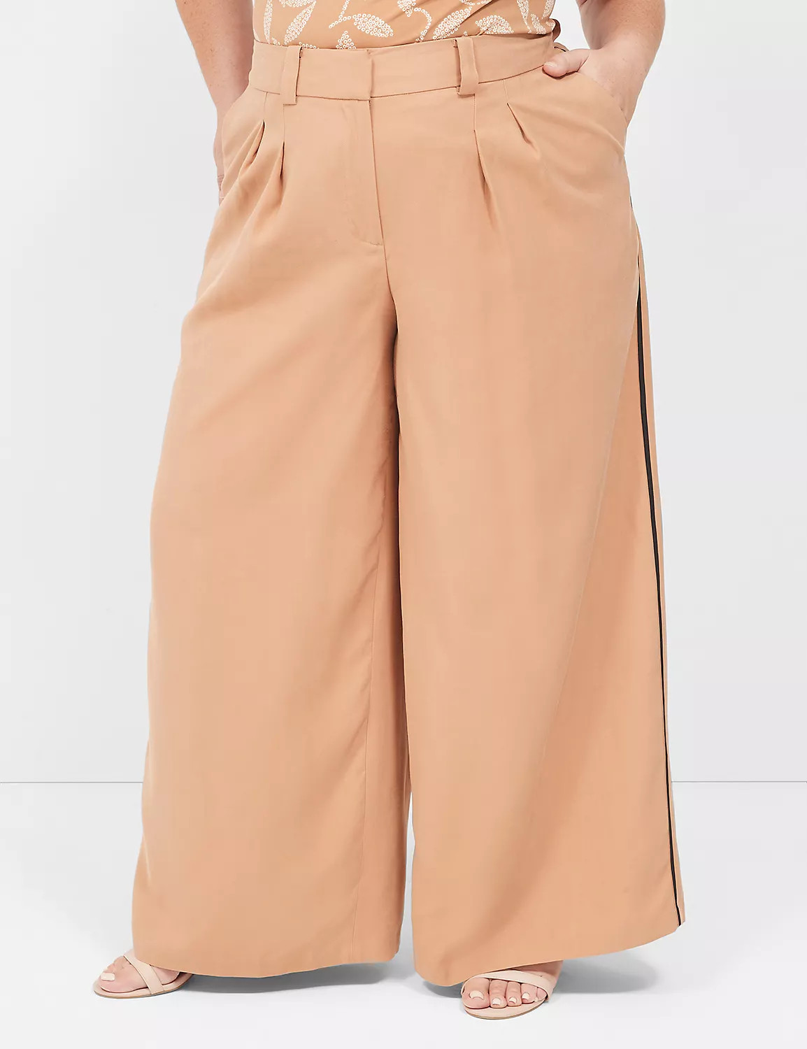 Pleated Wide Leg Pant With Side-Trim | LaneBryant | Lane Bryant (US)