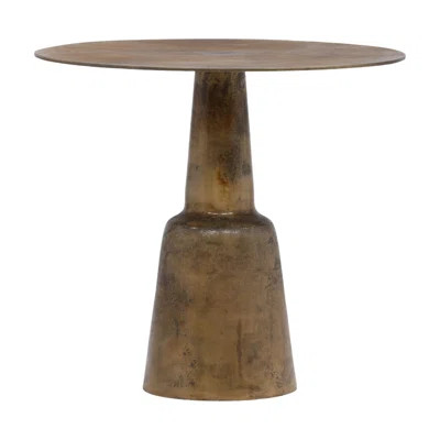 Golbez 32-Inch Round Aluminum Antique Brass Finished Pedestal Base Bistrotable | Wayfair North America