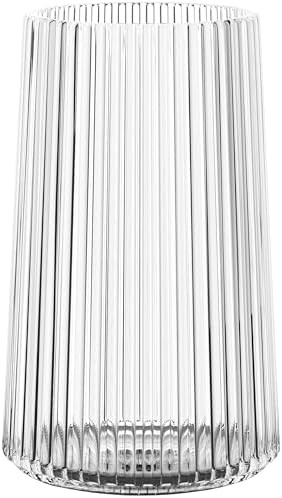 Clear Glass Vase for Flower, Flower Vase for Bouquet, Modern Glass Vases, Ribbed Vases for Living... | Amazon (US)