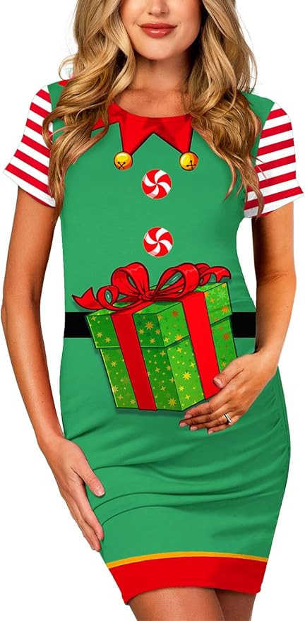 Deerose Womens Halloween Maternity Costume Pregnant Mini Dress Holiday Party Outfit | Amazon (US)