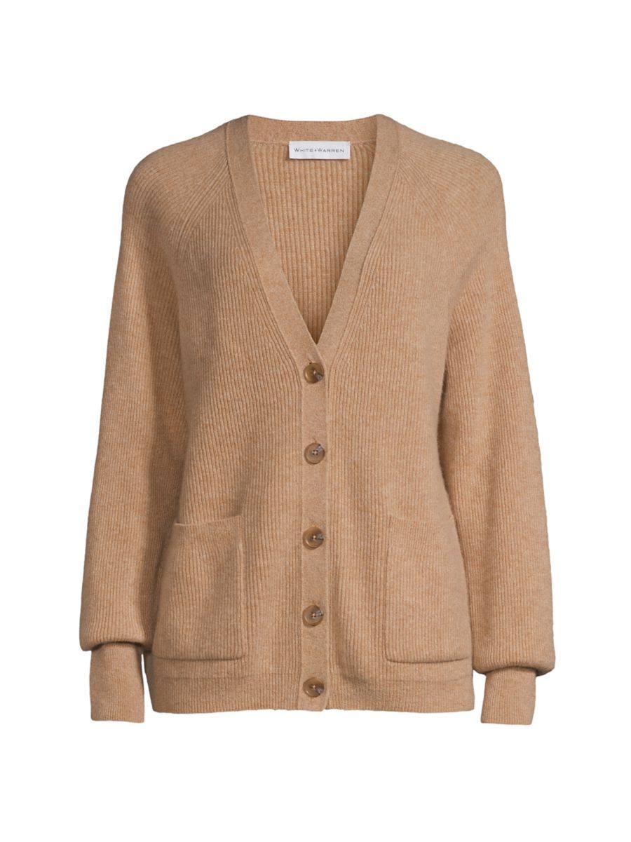 Cashmere Ribbed Patch Pocket Cardigan | Saks Fifth Avenue