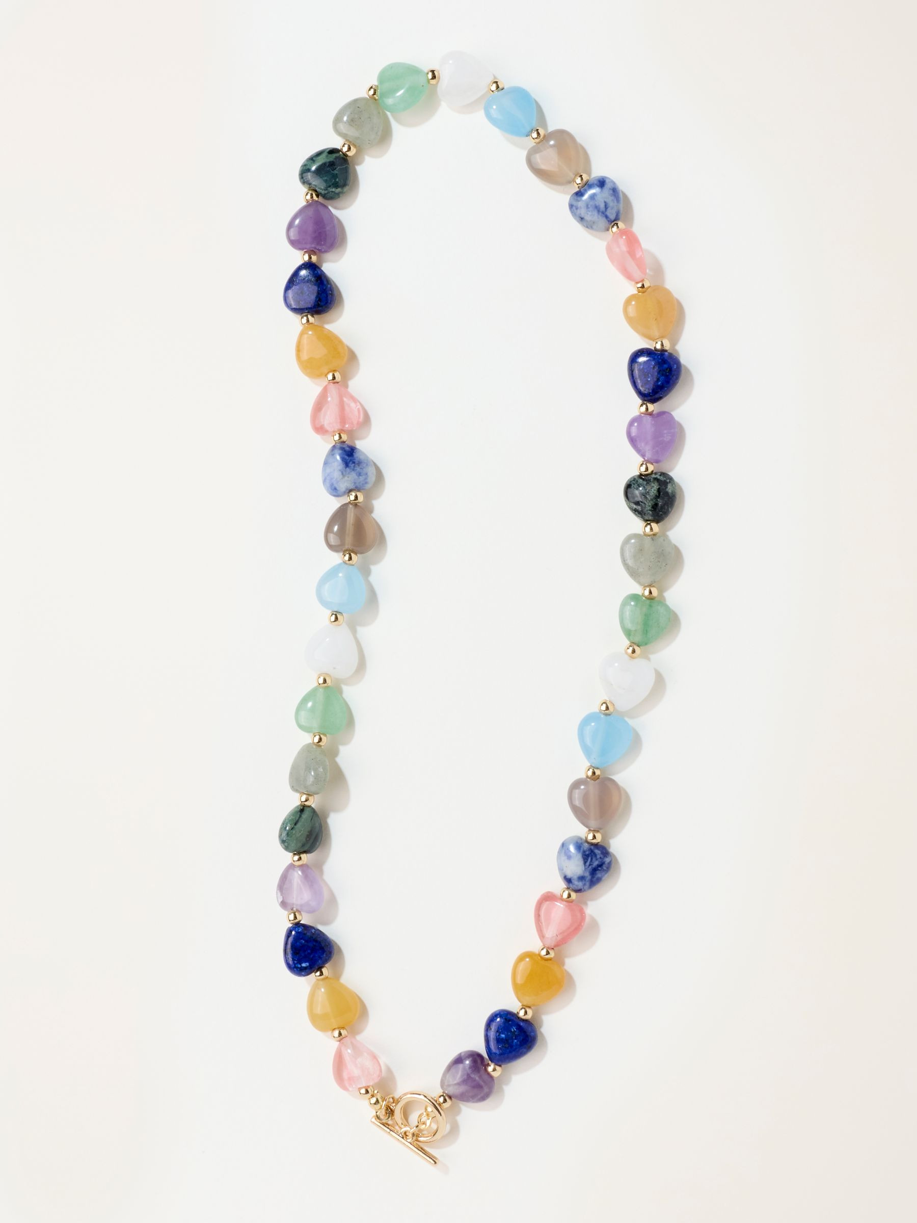 Multi Colour Heart Stone Necklace | Fat Face