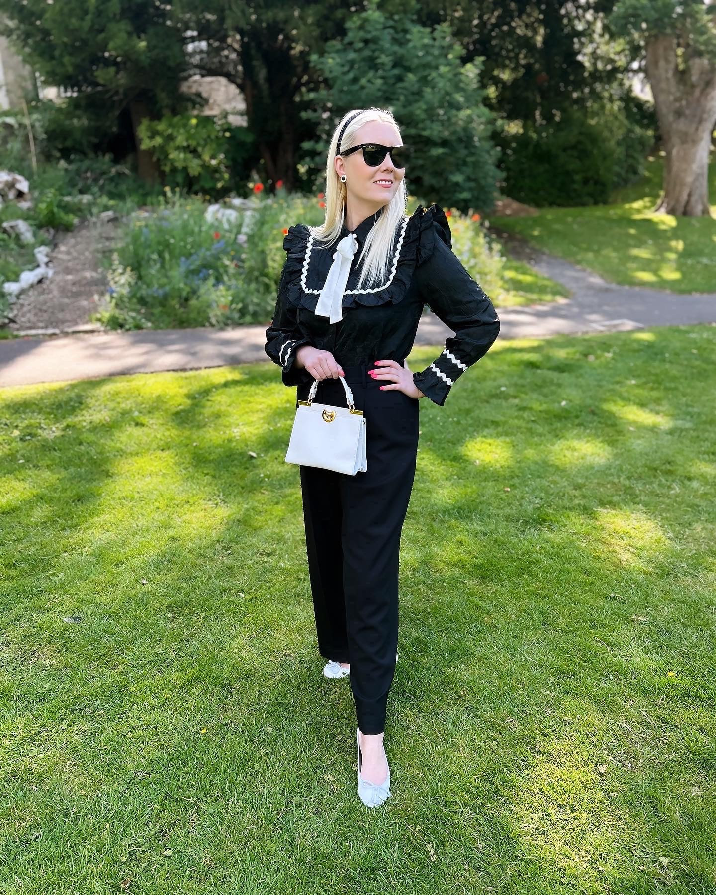 Black and white whatever the weather! Happy Monochrome Monday - recreate this look featuring a blouse by Sister Jane, Wide Leg Trousers by And Other Stories, White Patent Ballet Flats by Pretty Ballerinas and the Coccinelle Mini Binxie Bag in White - I’ve added my favourite currently available pieces and hope this offers inspo for a cute Chanel-inspired look for March 🤍🖤🤍

#LTKspring #LTKuk #LTKeurope