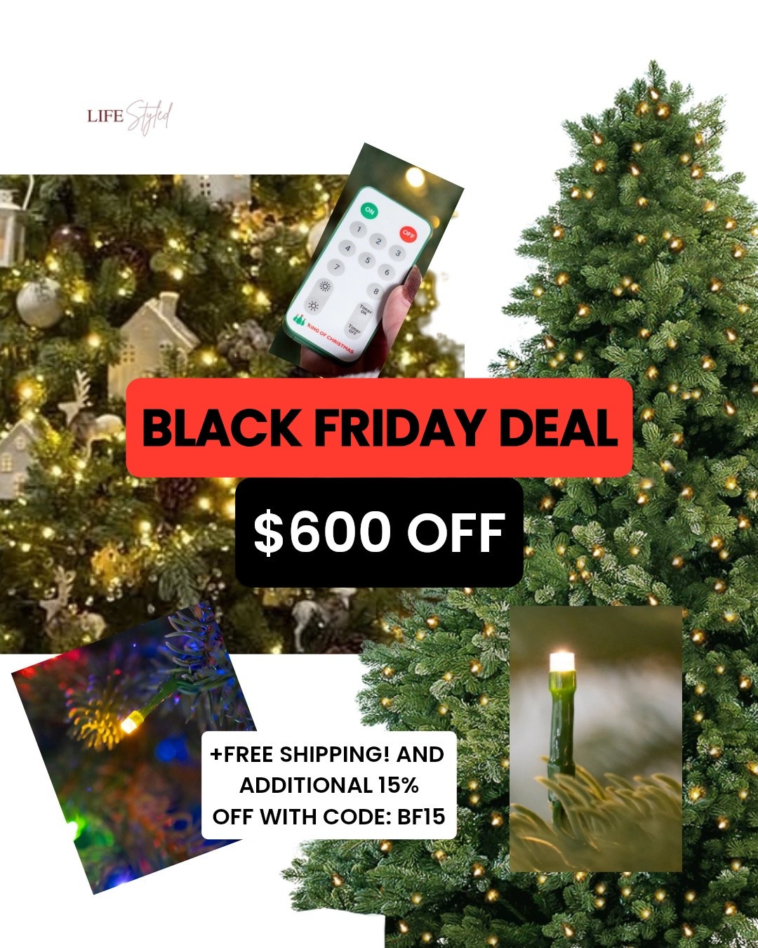 BLACK FRIDAY DEAL! $600 OFF! Plus FREE SHIPPING and additional 15% off with code BF15!! 9' Cypress Spruce Artificial Christmas Tree with 2050 Warm White & Multi-Color LED Lights. 🎄🌲🎄

#LTKSaleAlert #LTKCyberWeek #LTKHome