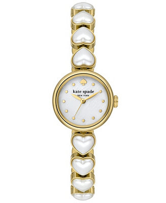 kate spade new york Women's Monroe Three Hand Gold-Tone Stainless Steel and Imitation Pearl Watch... | Macy's