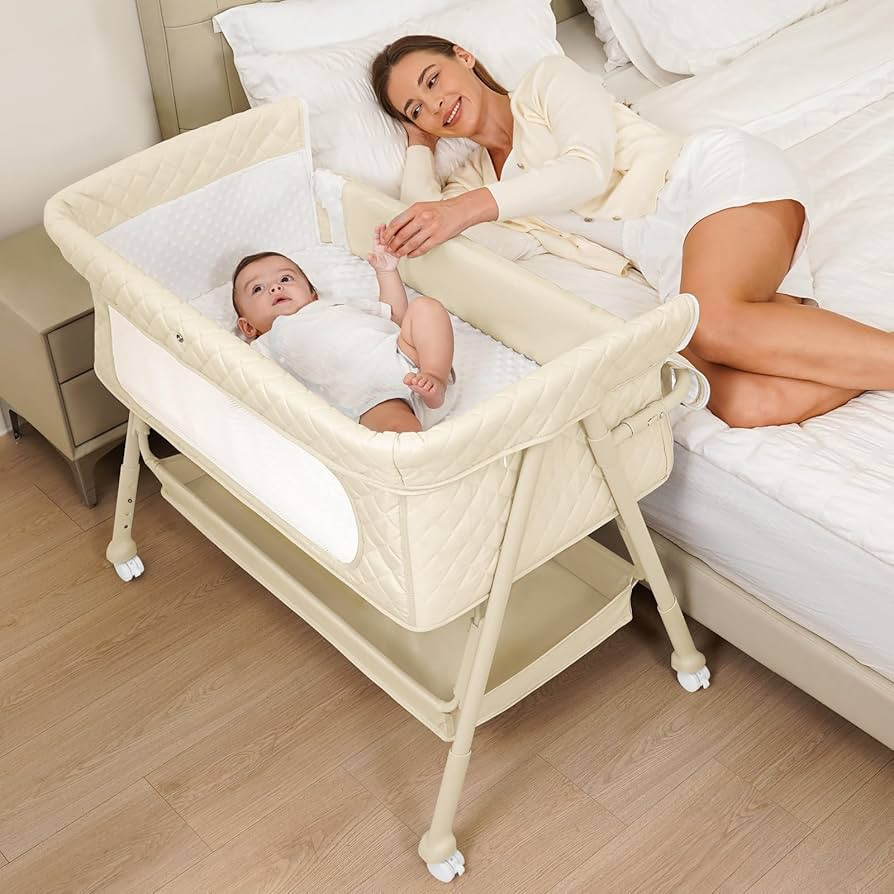Baby Crib for Newborn, Baby Bassinets Bedside Sleeper with Breathable Mesh & Mattress, Easy Move ... | Amazon (US)