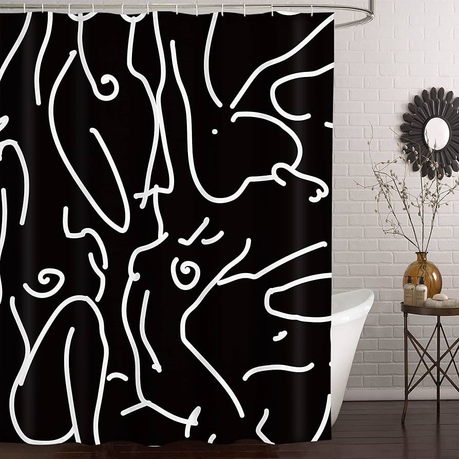 Yookeb Abstract Naked Nude Minimalist Bathroom Shower Curtain Art Line Black White Women Modern 6... | Amazon (US)