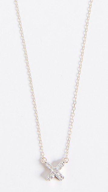 14k Gold Super Tiny Solid Pave X Necklace | Shopbop