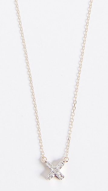14k Gold Super Tiny Solid Pave X Necklace | Shopbop
