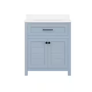 Hanna 30 in. W x 19 in. D x 34.50 in. H Bath Vanity in Spruce Blue with White Cultured Marble Top | The Home Depot