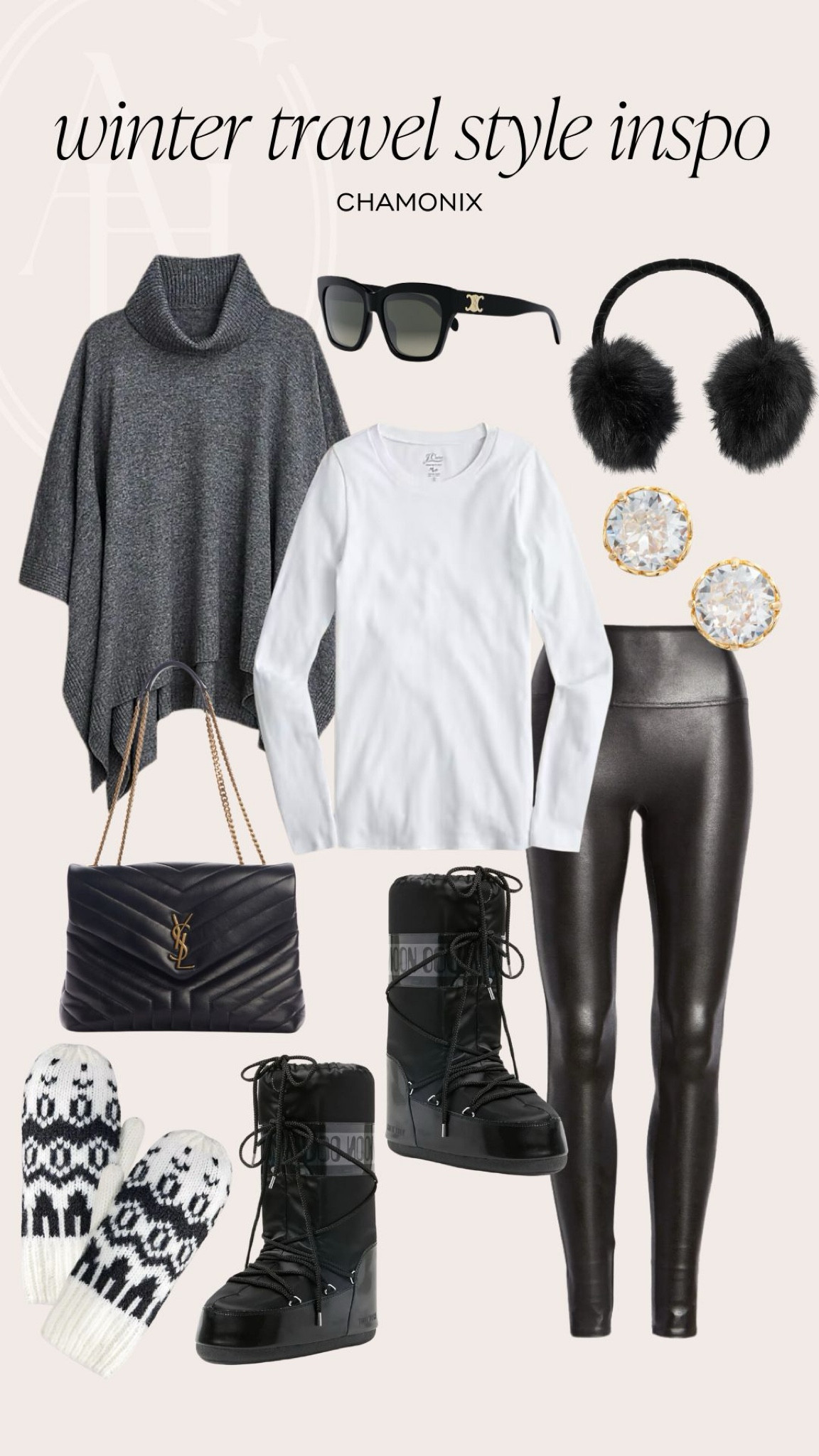 Winter travel style inspo: Chamonix. These Spanx leather leggings and sweater poncho are great for grabbing coffee. 

#LTKStyleTip #LTKTravel #LTKSeasonal