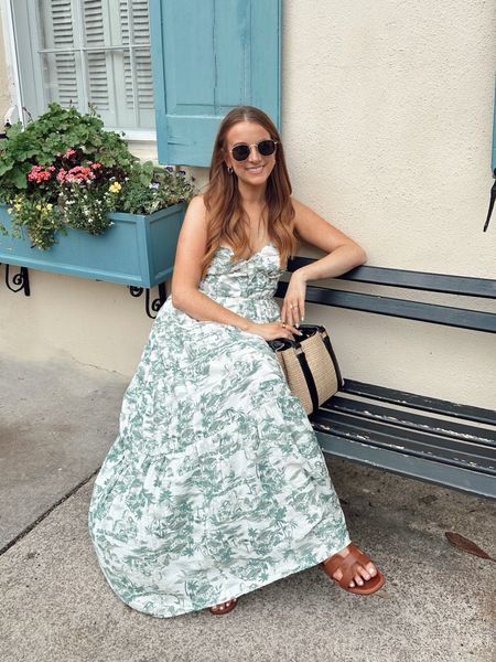 Green and white pattern maxi sundress. Perfect for Charleston bachelorette! Summer dress 

#LTKStyleTip