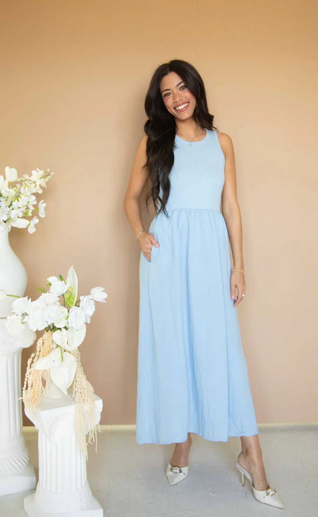 z supply: charlotte midi dress - blue light | RIFFRAFF