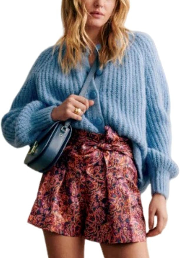 Bianstore Women's Casual Long Sleeve Crewneck Button Down Cardigan Sweater Knit Outwear | Amazon (US)