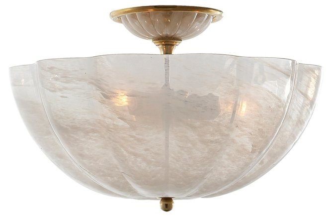 Rosehill Semi-Flush, Antiqued Brass/White | One Kings Lane