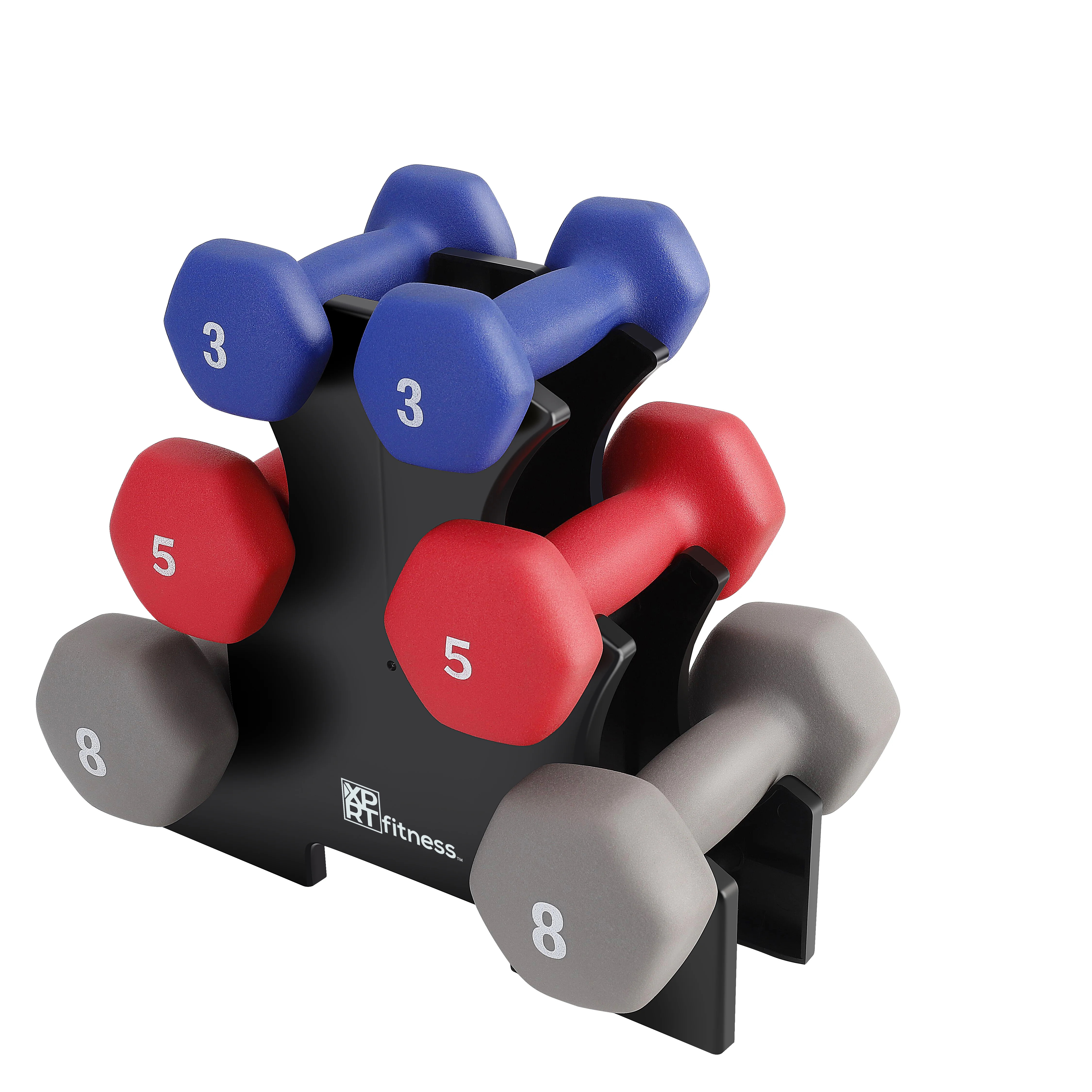 XPRT Fitness 32lb Neoprene Dumbbell Set with Rack | Walmart (US)