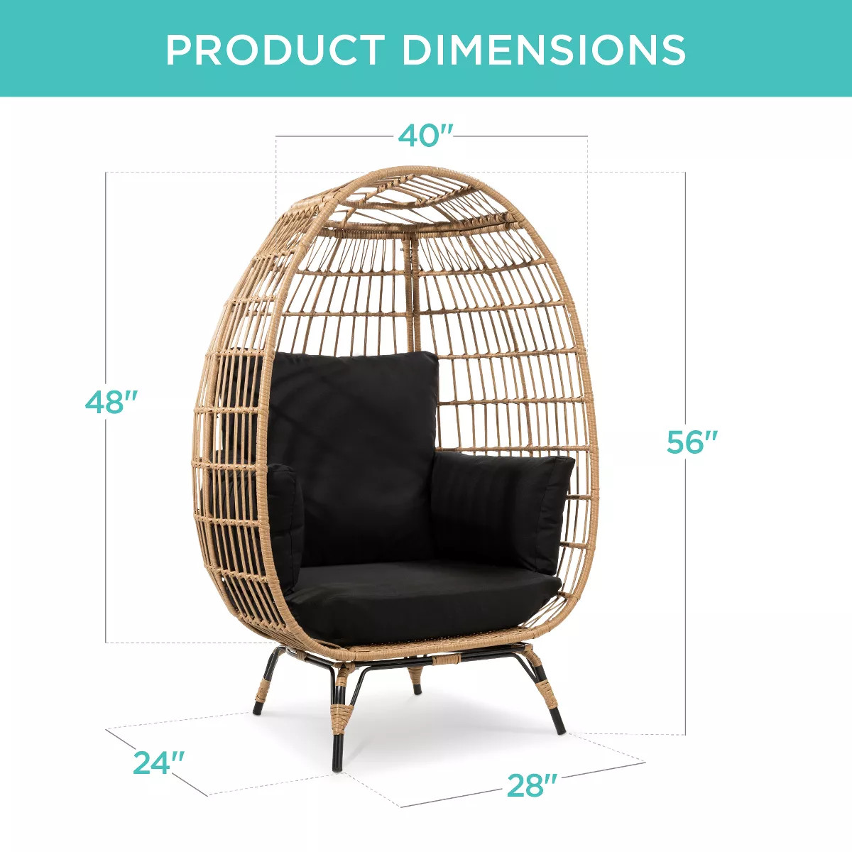 Best Choice Products Wicker Egg Chair Oversized Indoor Outdoor Patio Lounger w/ Steel Frame, 440l... | Target