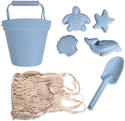 BraveJusticeKidsCo. | Silicone Summer Beach Set | Toddler Sandbox Toys | + Beach Bag (Dusty Citad... | Amazon (US)