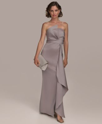 Women's Asymmetric Twist Strapless Gown | Macy's