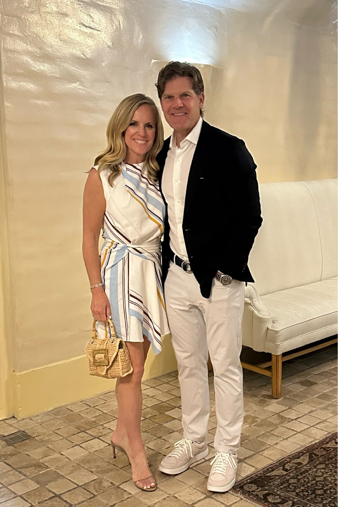 This striped mini dress is a perfect travel piece for dinner.   It packs well and is very versatile.   I’ve paired it with heeled sandals and a woven straw ladylike handbag.  

#LTKStyleTip #LTKTravel #LTKOver40