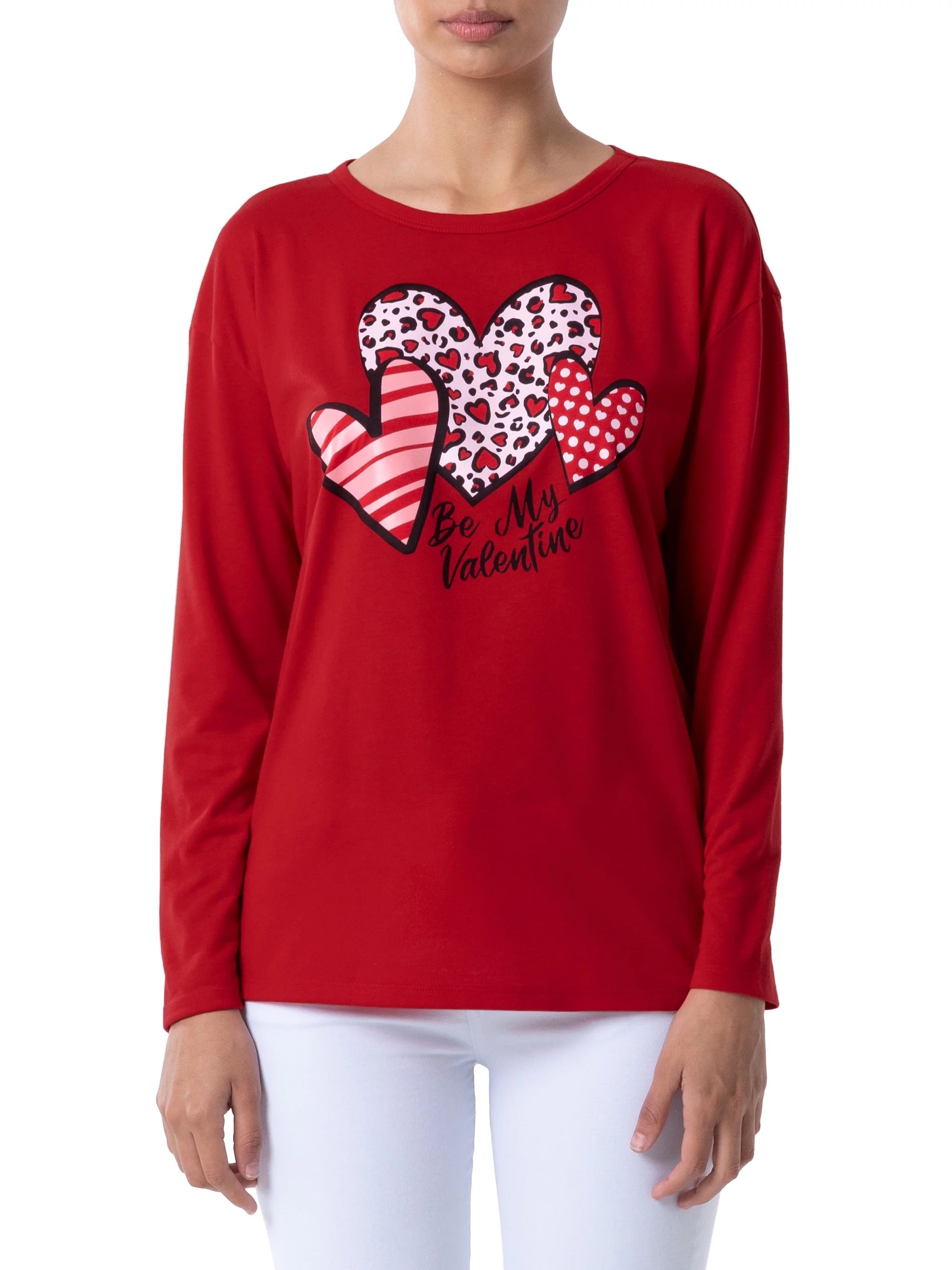 Way To Celebrate Women's Valentine's Long Sleeve T-Shirt - Walmart.com | Walmart (US)