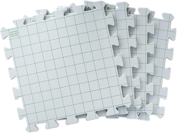 Boye Interlocking Needlepoint, Knitting, and Crochet Blocking Boards, 12'' W x 12'' L, White, 4 P... | Amazon (US)