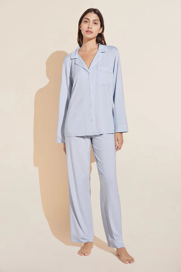 Gisele TENCEL™ Modal Long PJ Set - Ice Blue/Ivory | Eberjey