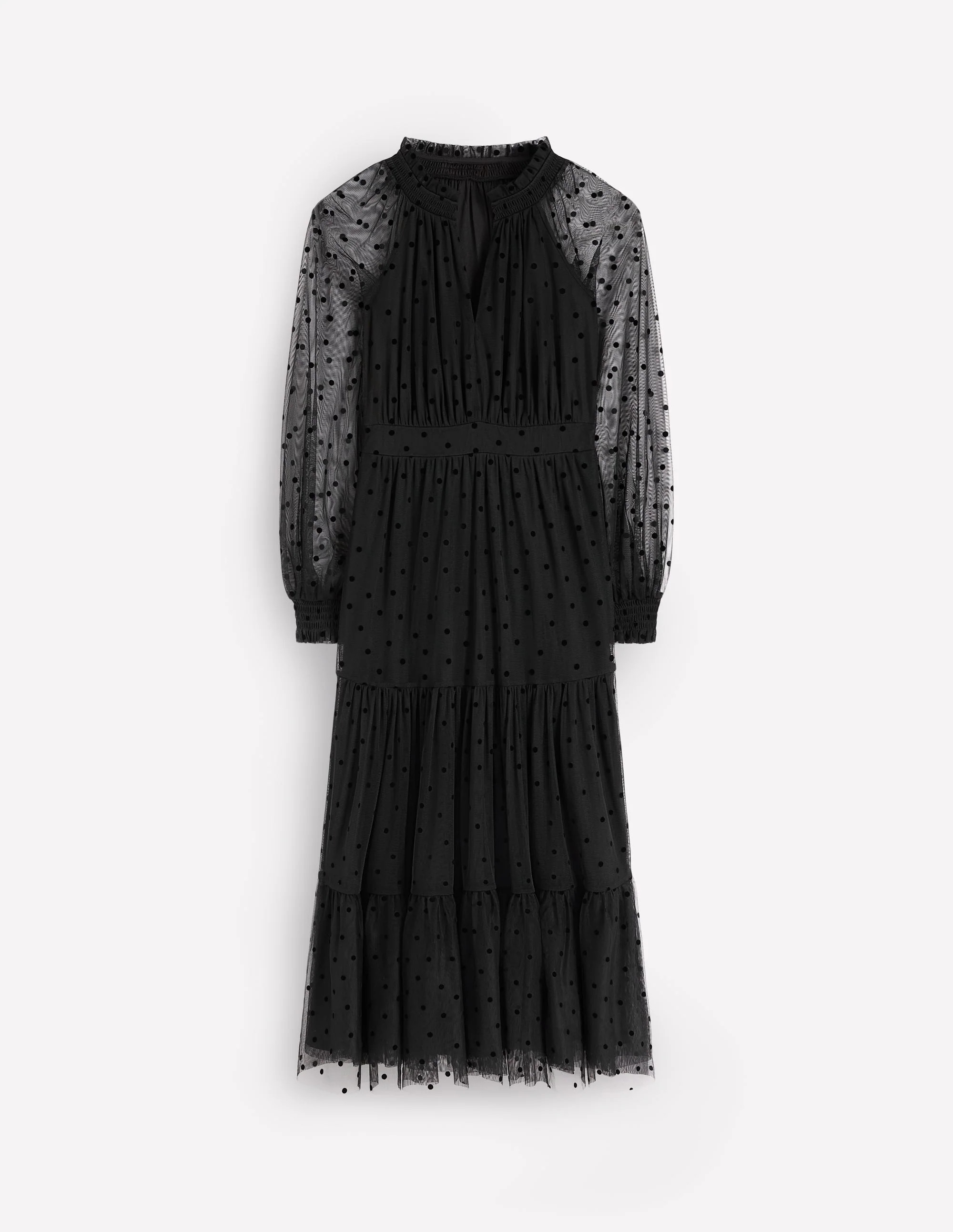 Lucille Tulle Midi Dress-Black | Boden (US)