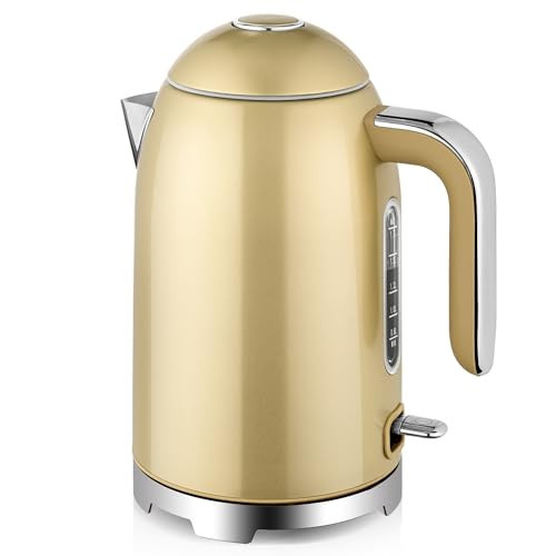 SUSTEAS Electric Kettle - 57oz Electric Tea Kettle, 1500W Fast Heating Stainless Steel Hot Water Kettle, Cordless LED Indicator, Auto Shut-Off & Boil Dry Protection, Champagne | Amazon (US)
