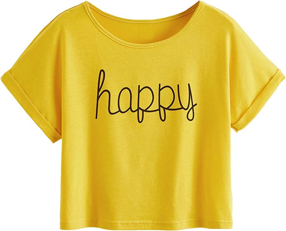 SweatyRocks Women's Short Sleeve Tie Dye Letter Print Crop Top T Shirt | Amazon (US)
