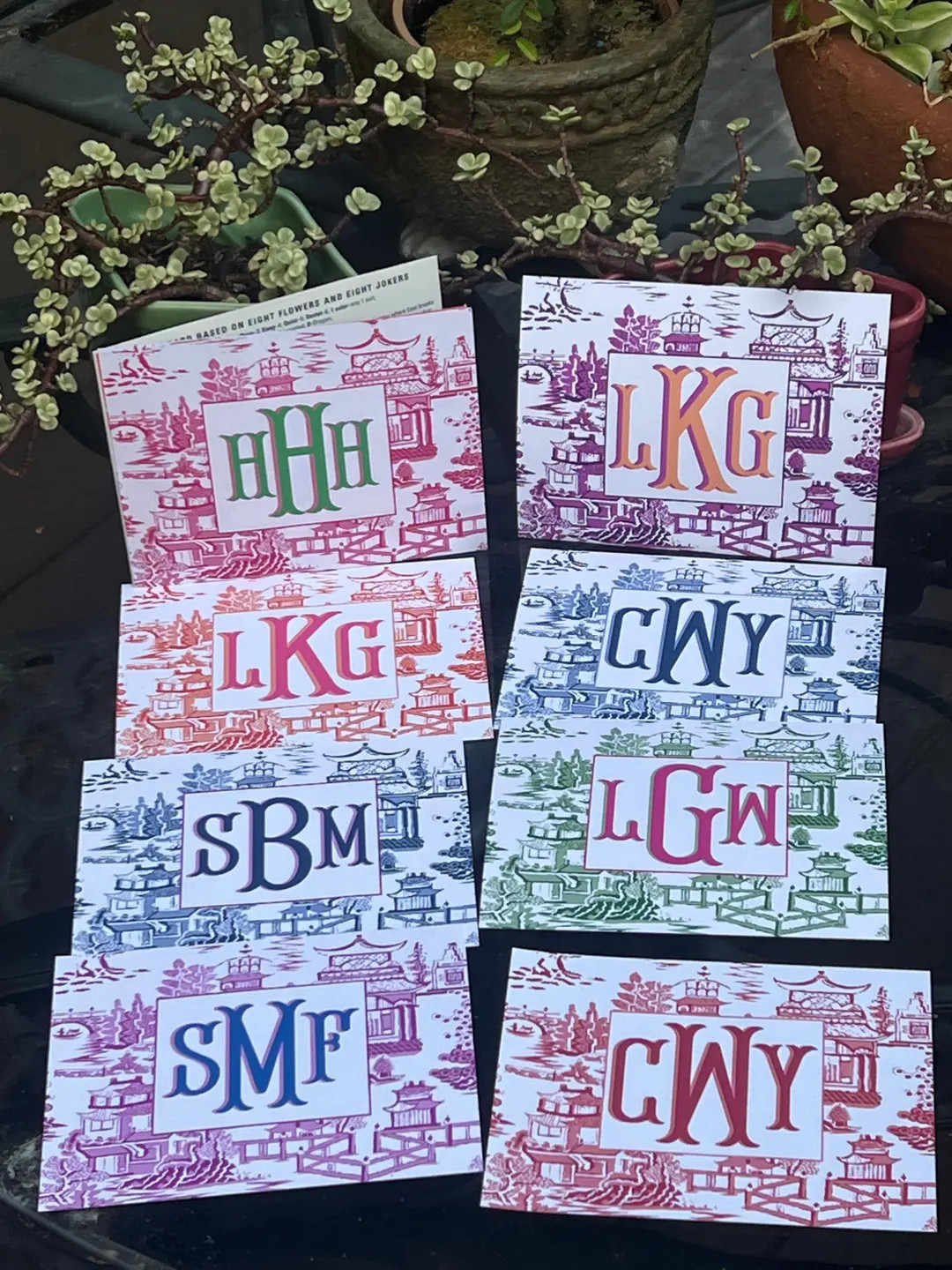 Mahjong Card Stickers Chinoiserie | Large & Standard Size | Pagodas | Fishtail Monogram | 8 Color... | Etsy (US)